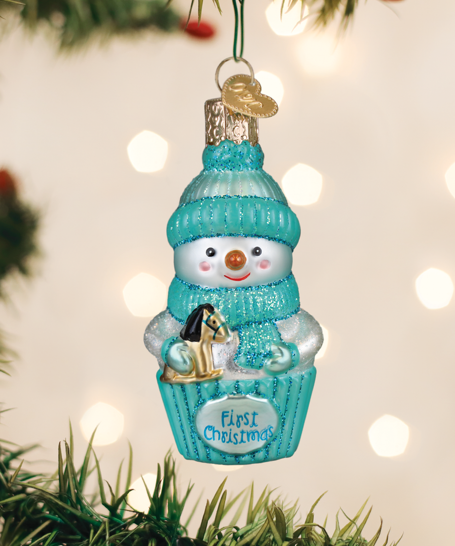 Snow Baby Cupcake Boy Ornament