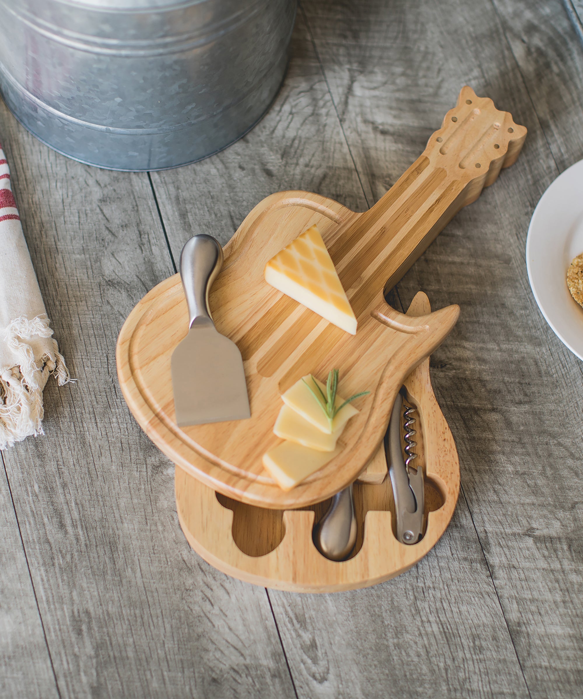 Guitar Cheese Cutting Board & Tools Set