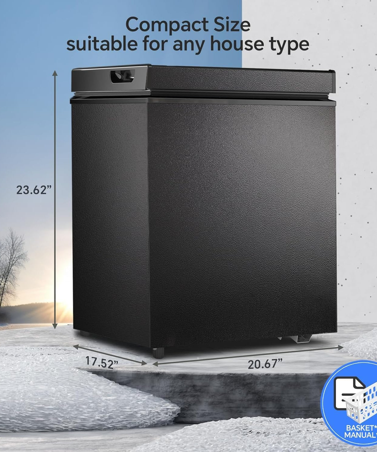 3.5 Cubic Feet Chest Freezer with 2 Removable Baskets D5897H