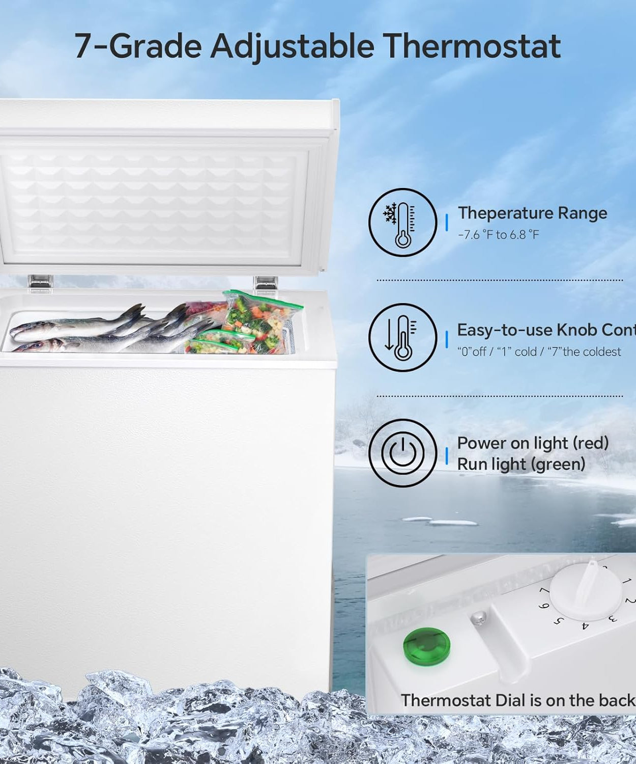 3.5 Cubic Feet Chest Freezer with 2 Removable Baskets D5897H