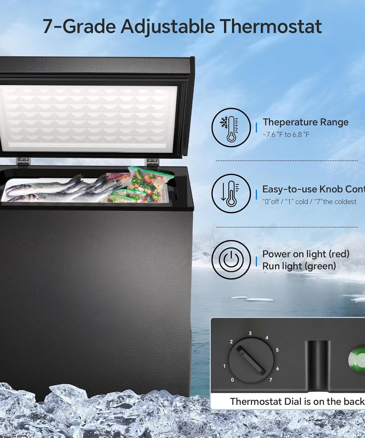 3.5 Cubic Feet Chest Freezer with 2 Removable Baskets D5897H