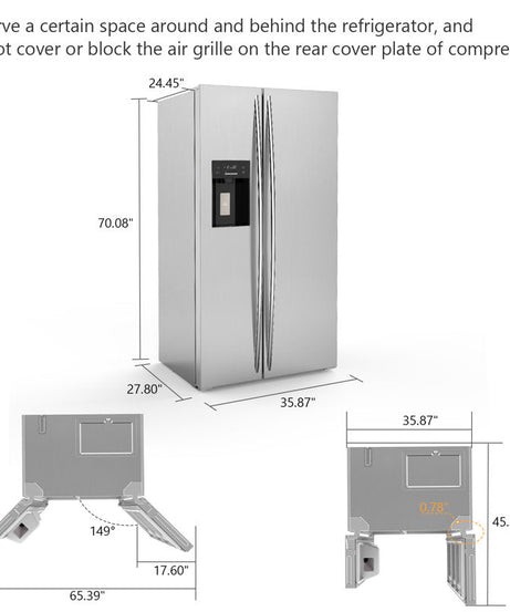 36" Side By Side 20.01 Cu. ft. Built-in Refrigerator with Freezer & Ice Maker Included
