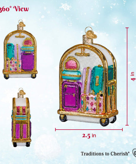 Hotel Luggage Cart Ornament