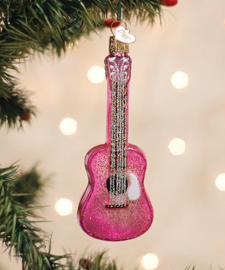 Glittered Glam Guitar Ornament