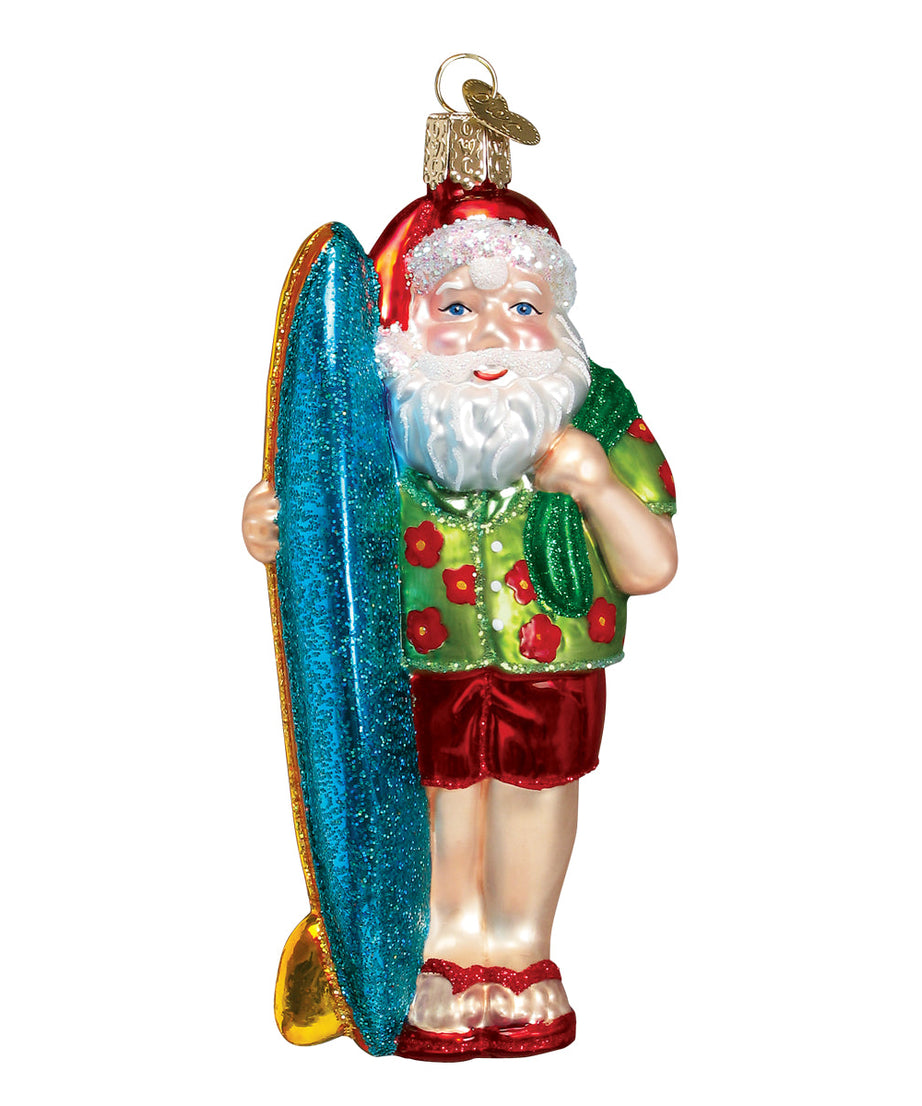 Surfer Santa Ornament