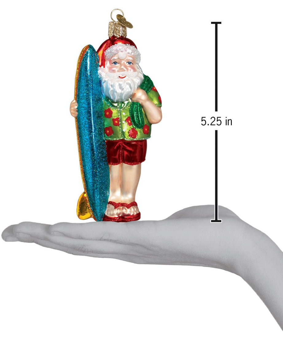 Surfer Santa Ornament