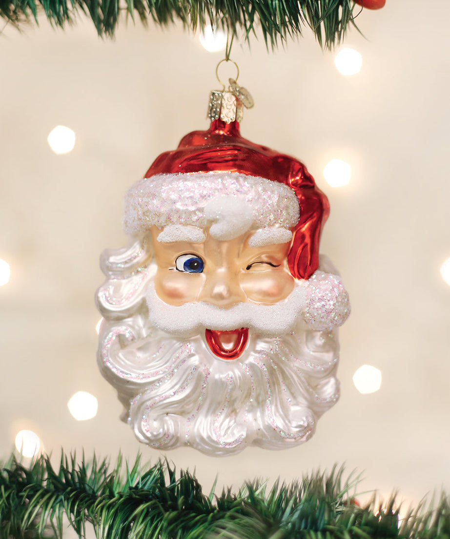 Winking Santa Ornament