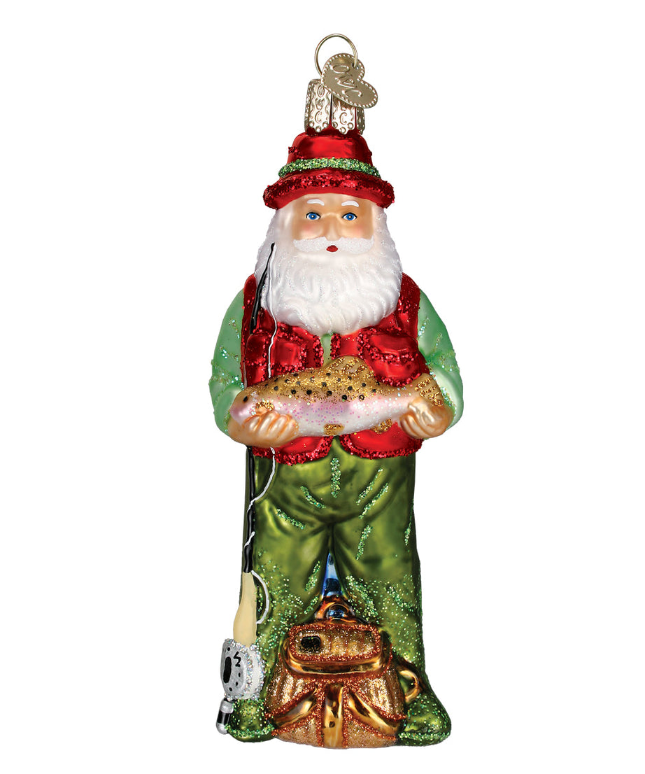 Fly Fishing Santa Ornament