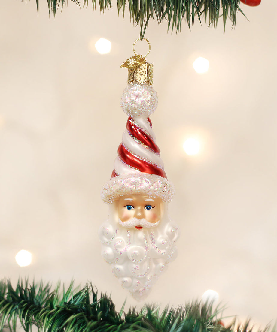 Peppermint Twist Santa Ornament