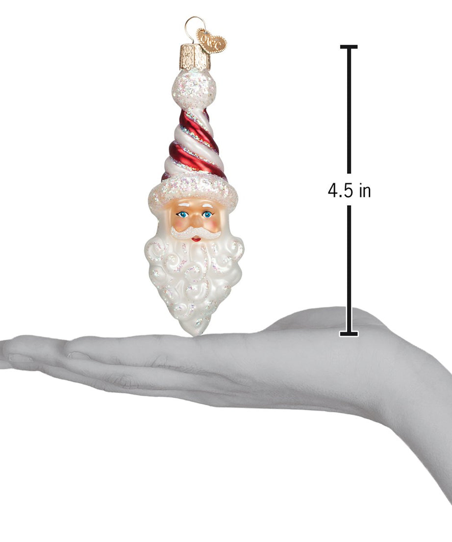 Peppermint Twist Santa Ornament
