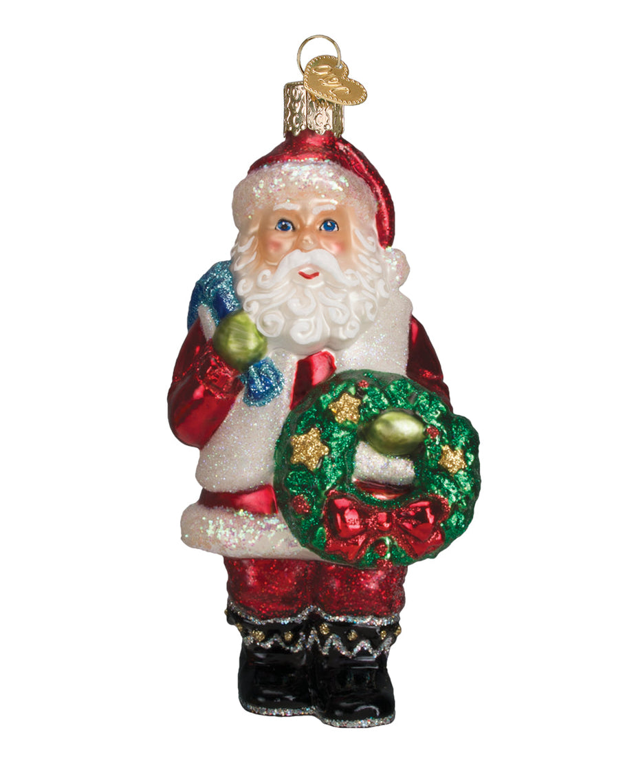Santa With Wreath Ornament