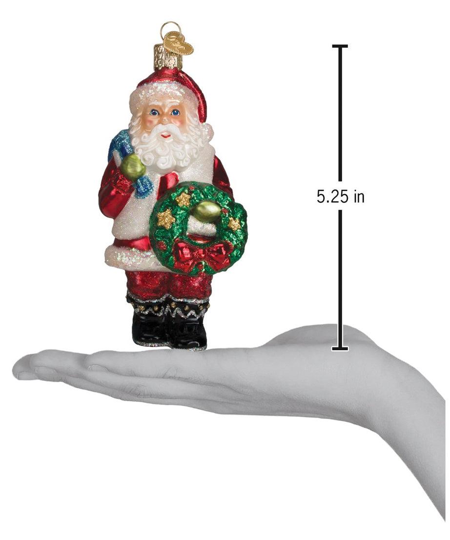 Santa With Wreath Ornament