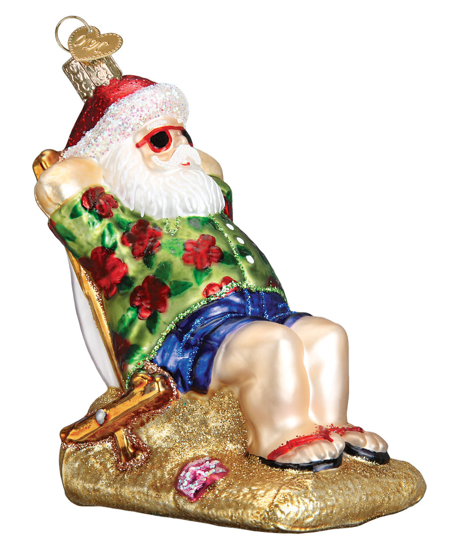 Sunning Santa Ornament