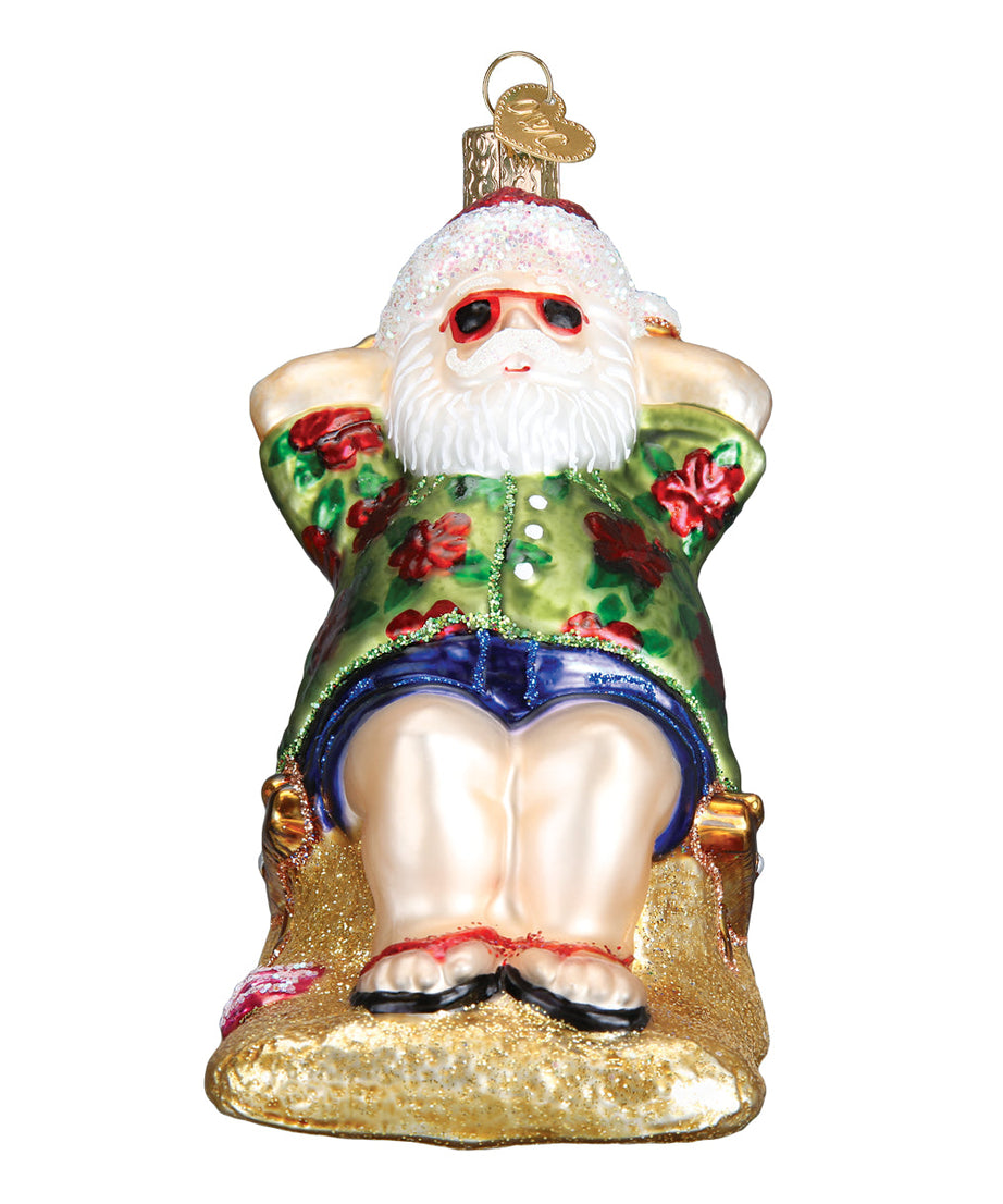 Sunning Santa Ornament