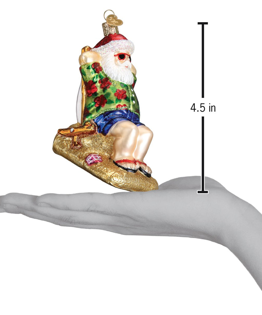 Sunning Santa Ornament