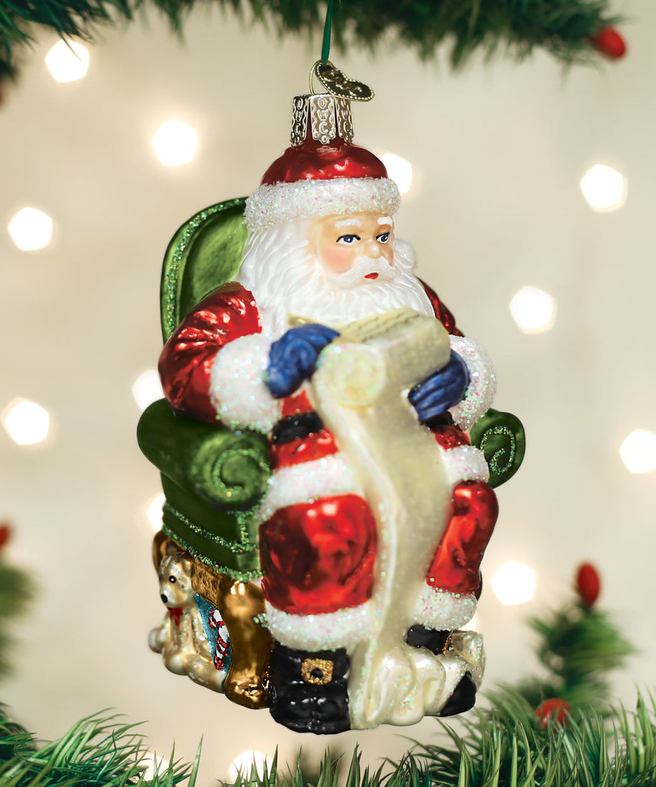 Santa Checking His List Ornament