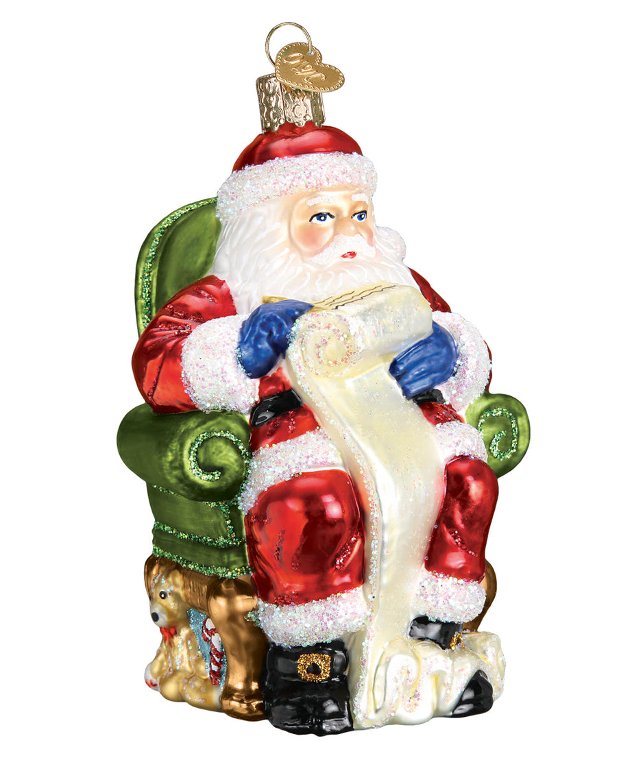 Santa Checking His List Ornament
