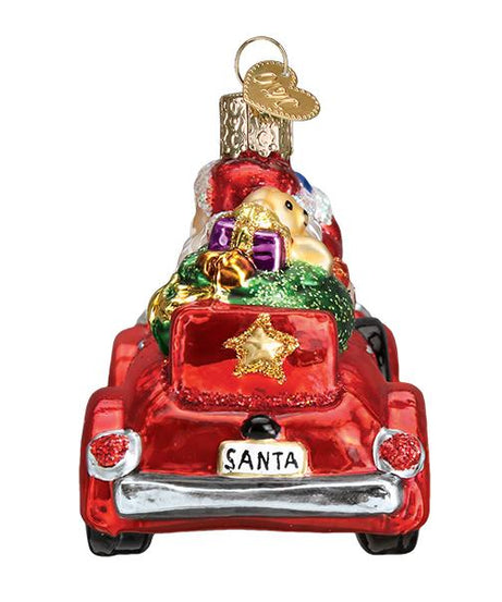 Santa In Antique Car Ornament
