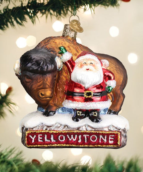 Santa With Bison Ornament