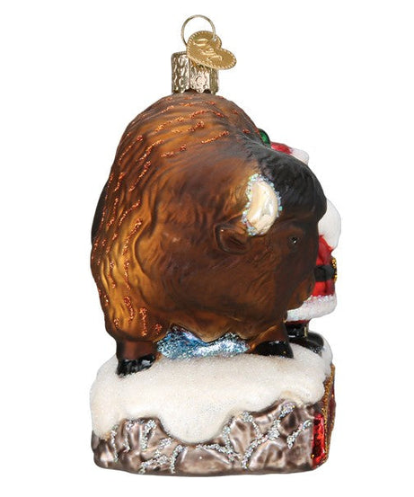 Santa With Bison Ornament