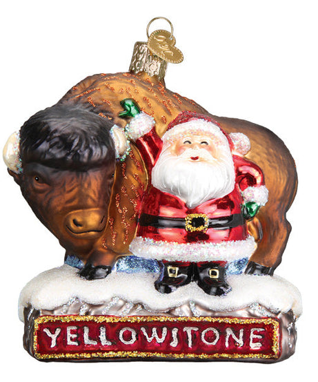 Santa With Bison Ornament