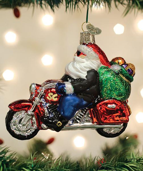 Biker Santa Ornament