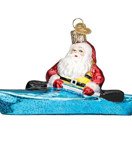 Santa In Kayak Ornament