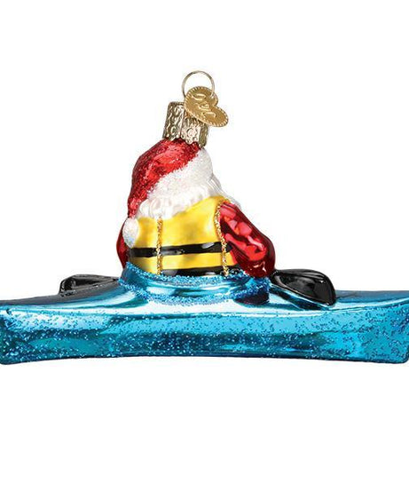 Santa In Kayak Ornament