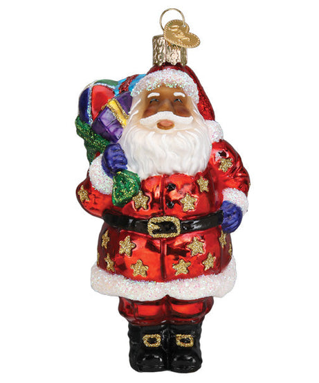 Jolly African American Santa Ornament