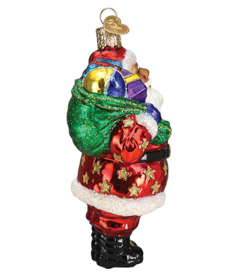 Jolly African American Santa Ornament