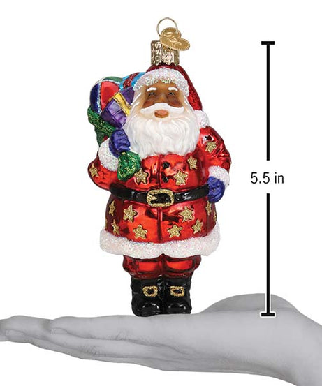 Jolly African American Santa Ornament