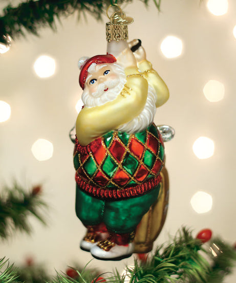 Golfing Santa Ornament