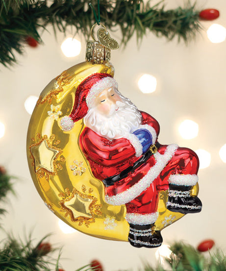 Moonlight Santa Ornament
