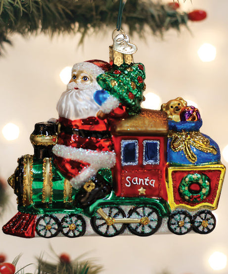 Santa On Locomotive Ornament