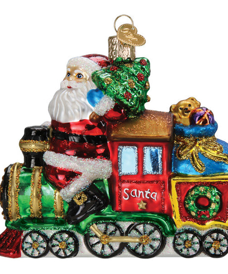 Santa On Locomotive Ornament