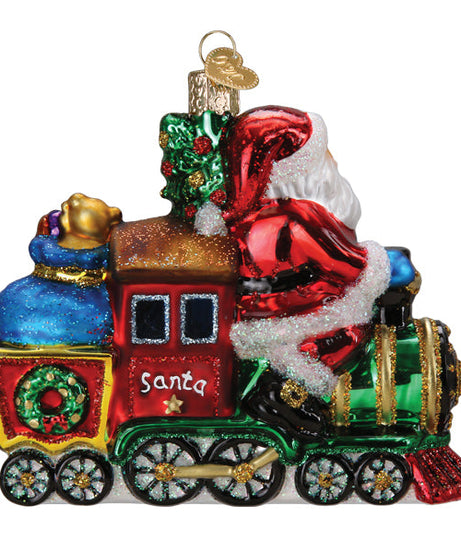 Santa On Locomotive Ornament