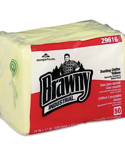 Brawny Dusting Cloths Quarterfold, 17 x 24, Unscented, Yellow, 50/Pack, 4 Packs/Carton (29616) - Grazingbelles
