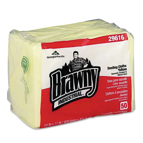 Brawny Dusting Cloths Quarterfold, 17 x 24, Unscented, Yellow, 50/Pack, 4 Packs/Carton (29616) - Grazingbelles