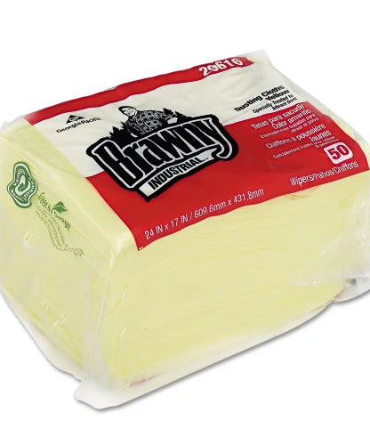 Brawny Dusting Cloths Quarterfold, 17 x 24, Unscented, Yellow, 50/Pack, 4 Packs/Carton (29616) - Grazingbelles