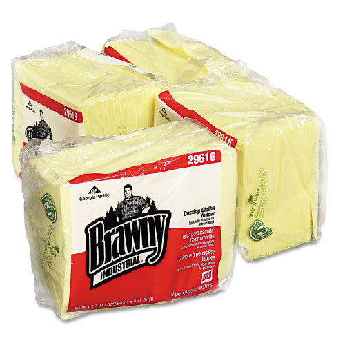 Brawny Dusting Cloths Quarterfold, 17 x 24, Unscented, Yellow, 50/Pack, 4 Packs/Carton (29616) - Grazingbelles