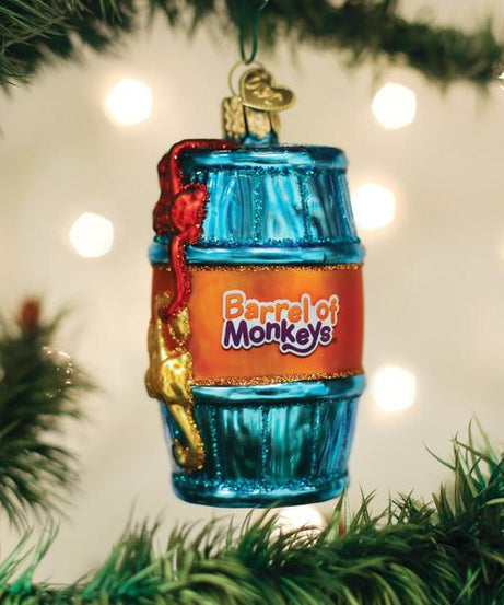 Barrel Of Monkeys Ornament