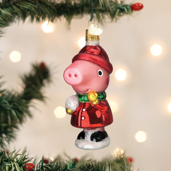 Peppa Pig With Snowball Ornament - Grazingbelles