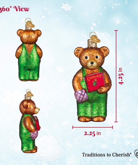 Corduroy Holding Book Ornament