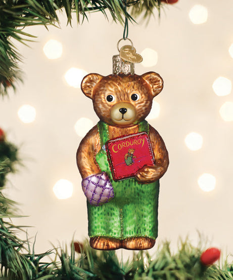 Corduroy Holding Book Ornament