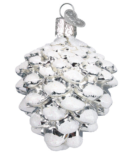 Snow-capped Silver Snowy Cone Ornament
