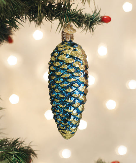 Blue Shimmering Cone Ornament