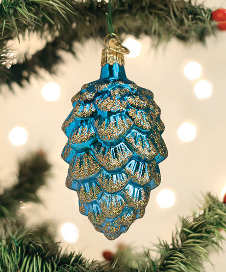 Blue Ponderosa Pine Cone Ornament