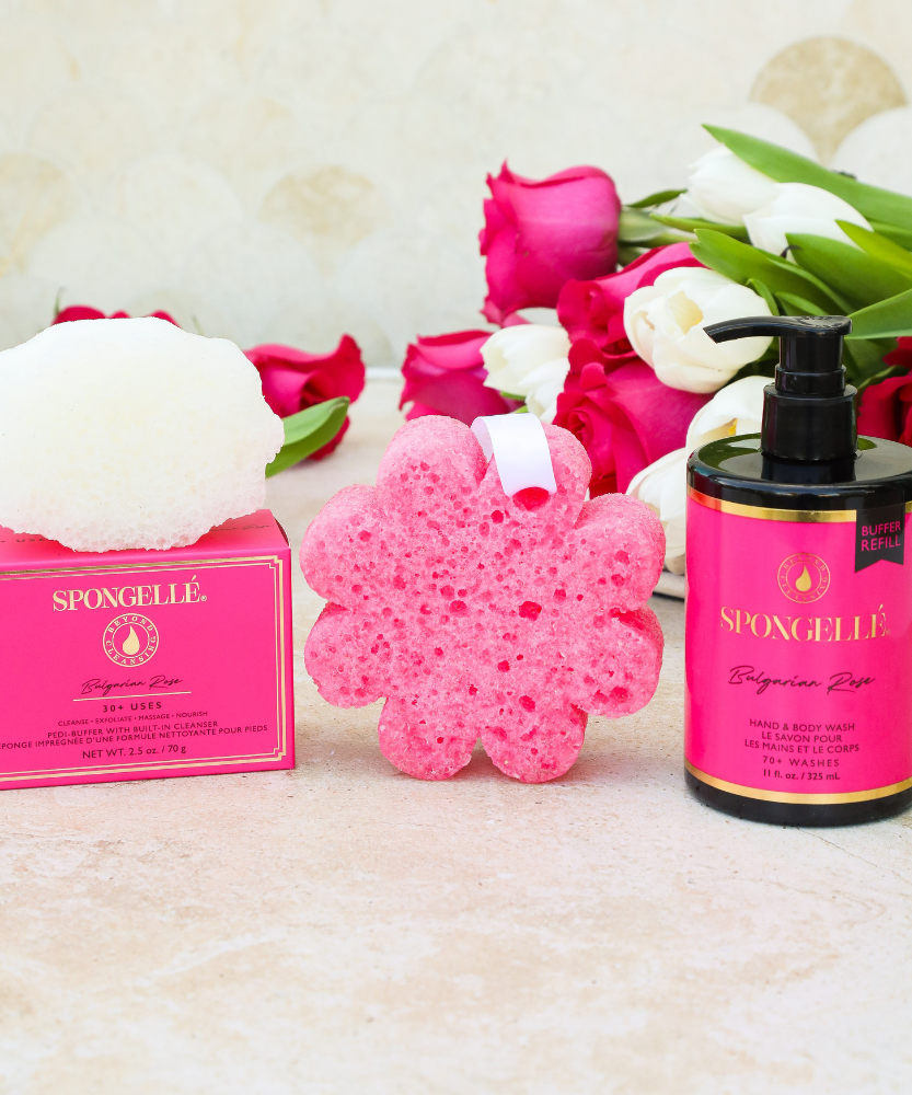 Bulgarian Rose Wild Flower, Pedi Buffer, and Body Wash Refill Set