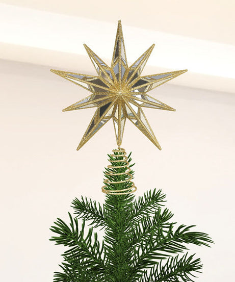 12" Gold Double-Sided Mirrored Star Tree Topper - Grazingbelles