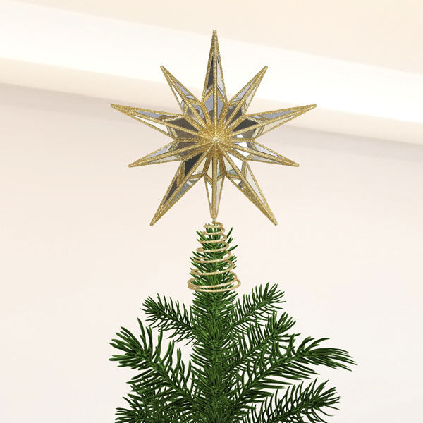 12" Gold Double-Sided Mirrored Star Tree Topper - Grazingbelles